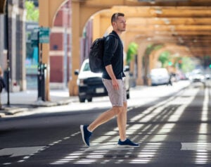pedestrian walking in Chicago